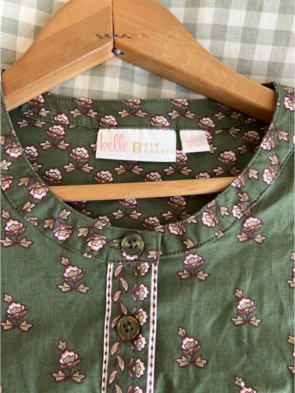 Blockprint Boho Blouse Belle by Kim Gravel size XL Business Casual Cottage Fairy - Picture 2 of 6